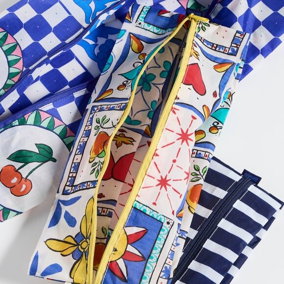 NWT Baggu 3D Zip Set - Vacation Tiles (Cherry Tile, Sunshine Tile, Navy Stripe) - Picture 5 of 7